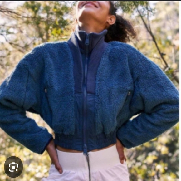 Free People Movement Gear Up Blue Sherpa Zip Up Sz Small - Picture 1 of 5